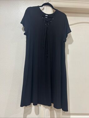 Old Navy Black Lace-Up Short Sleeve dress